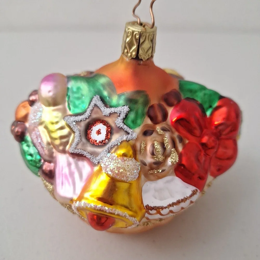 RARE Retired Inge Glass Birgit's Collection Basket Christmas Ornament GERMANY